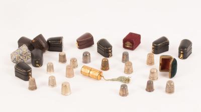 Fifteen silver and other thimbles