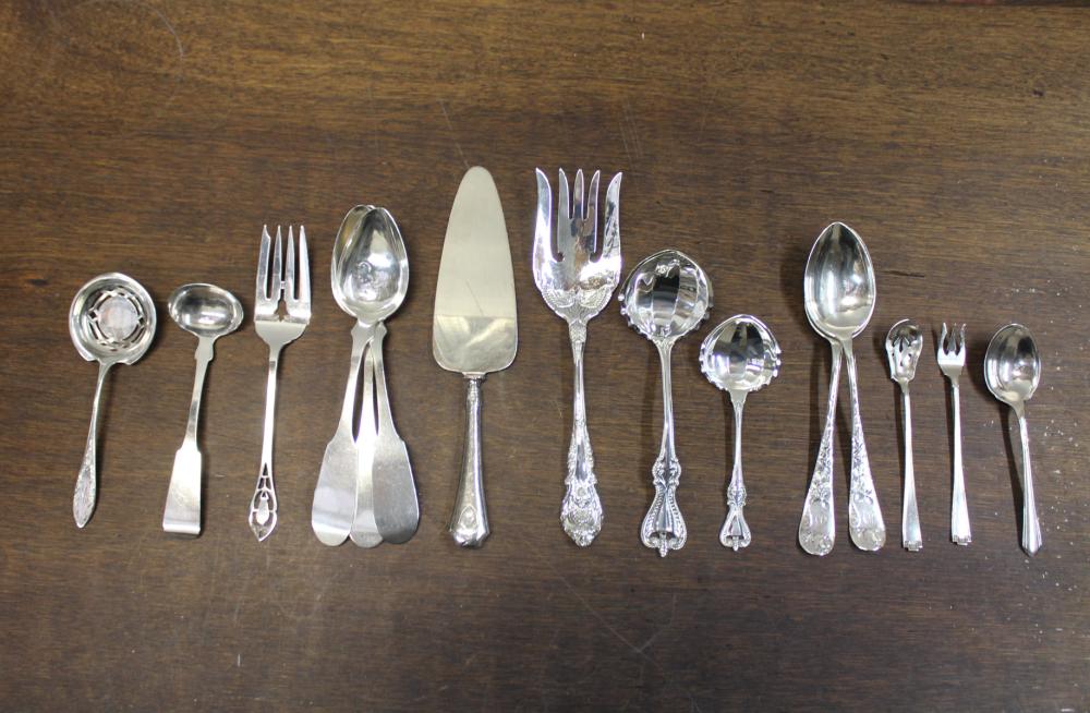 FIFTEEN SILVER SERVING FLATWARE