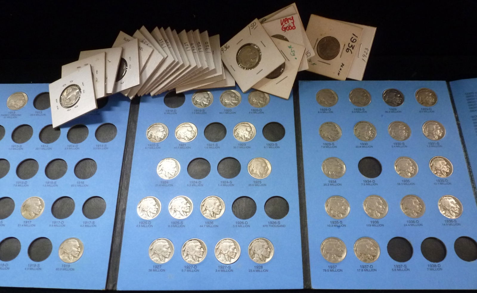 FIFTY-FIVE BUFFALO NICKELS IN