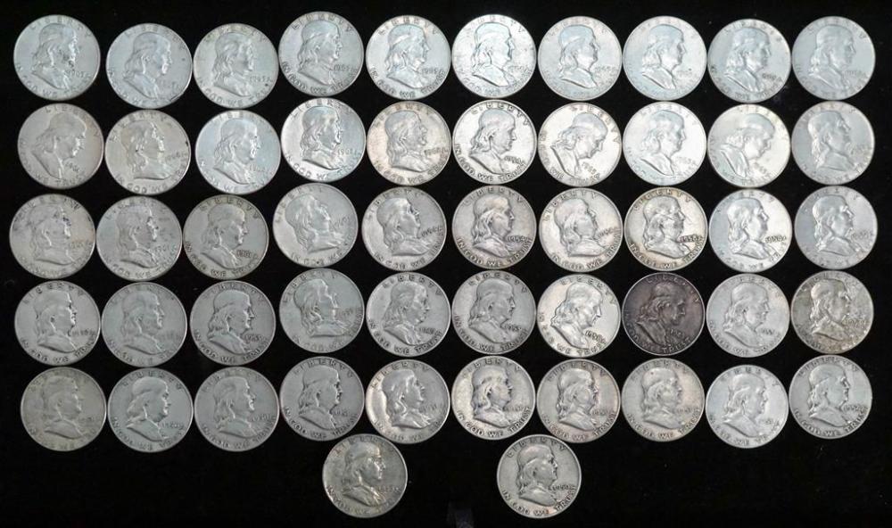 FIFTY-TWO FRANKLIN SILVER HALF