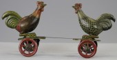FIGHTING ROOSTERS ON PLATFORM