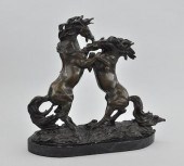 Fighting Stallions Bronze Scul