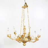 FIGURAL 6 LIGHT GILT WOOD CHAN