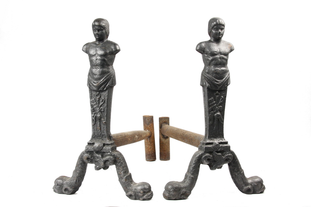 FIGURAL ANDIRONS - Cast Iron