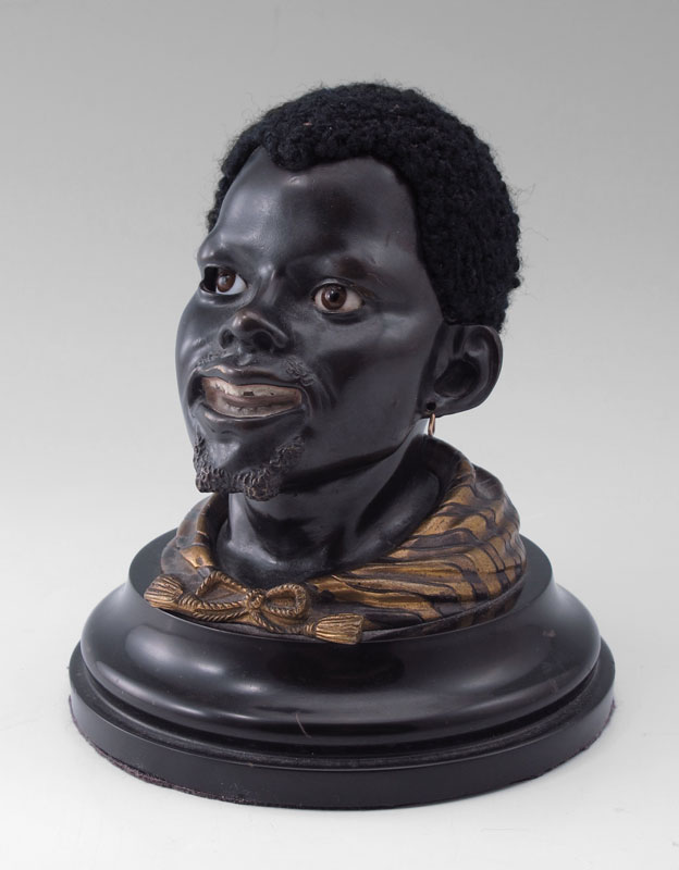 FIGURAL BLACK BUST INKWELL: