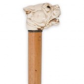 FIGURAL BONE CARVED WALKING ST