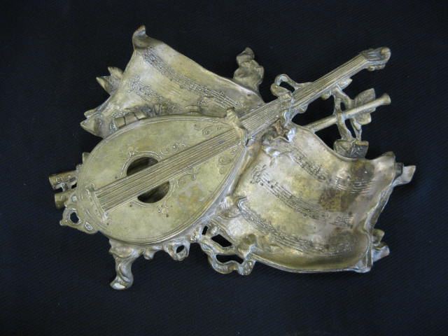 Figural Brass Inkwell of Mandolin