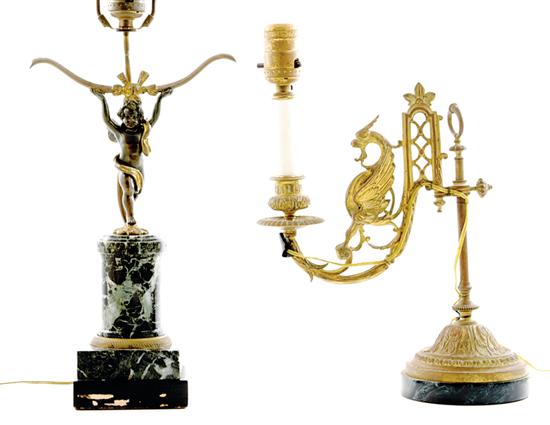 Figural bronze and metal lamps late