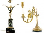 Figural bronze and metal lamps