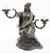 FIGURAL BRONZE LAMP, MODELED A