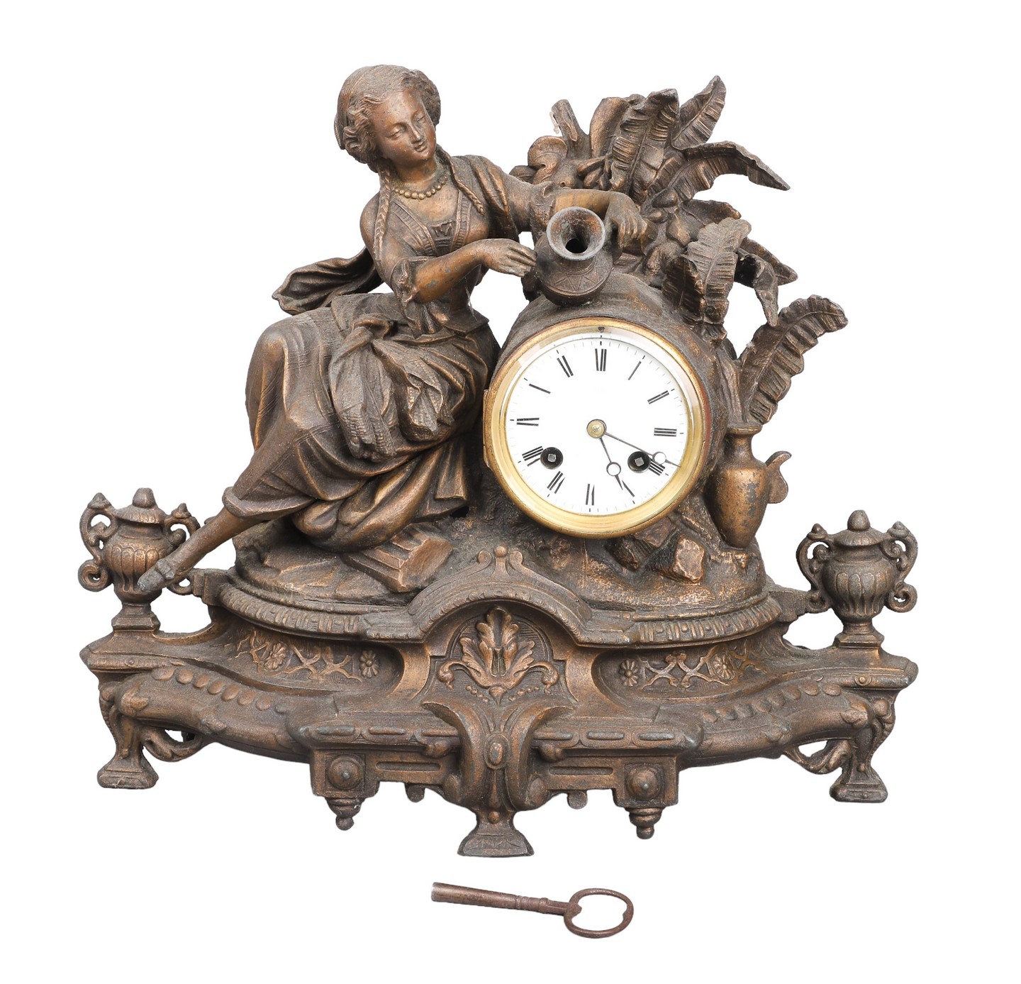 Figural bronze patinated spelter