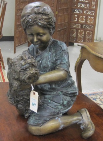 FIGURAL BRONZE SCULPTURE kneeling