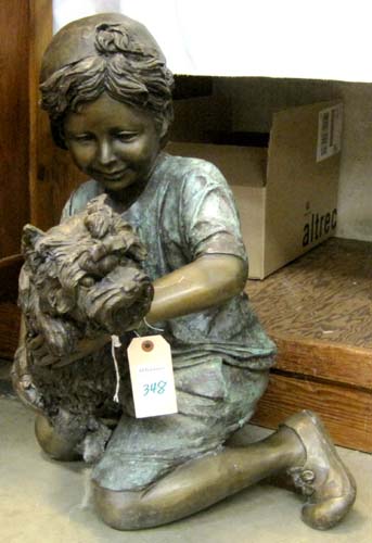 FIGURAL BRONZE SCULPTURE kneeling