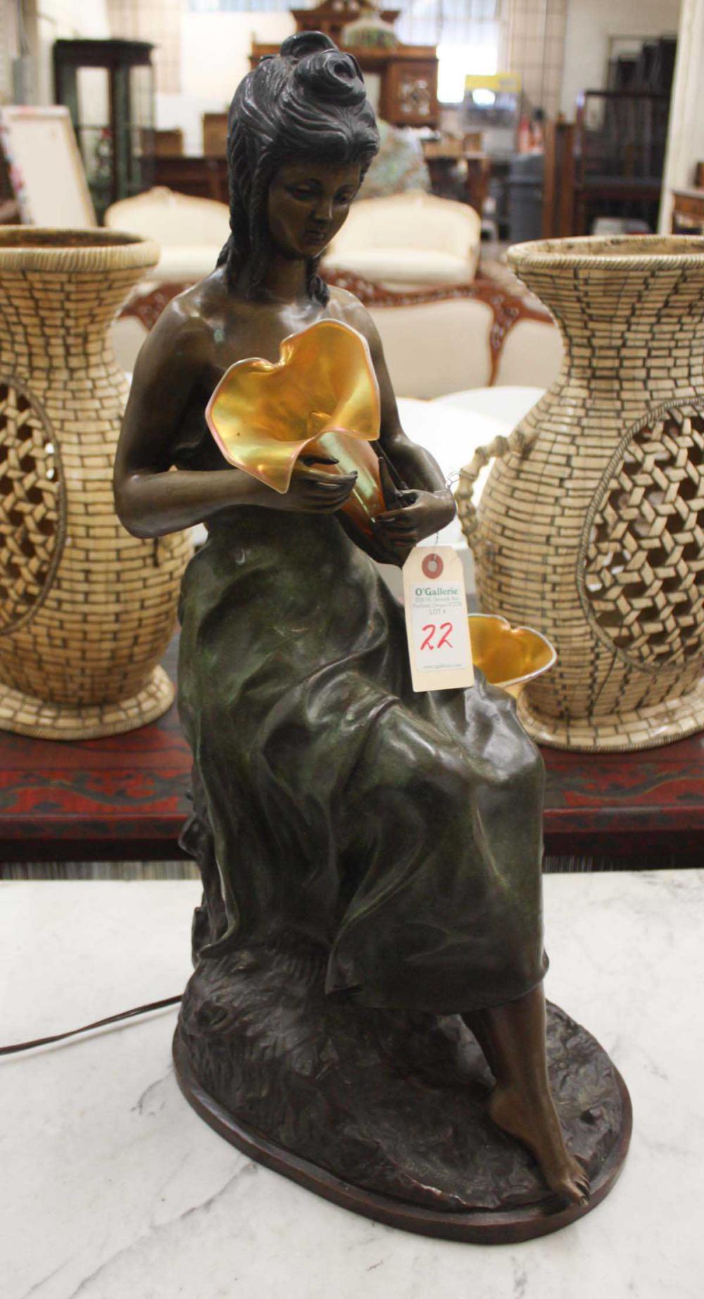 FIGURAL BRONZE TABLE LAMP, AFTER