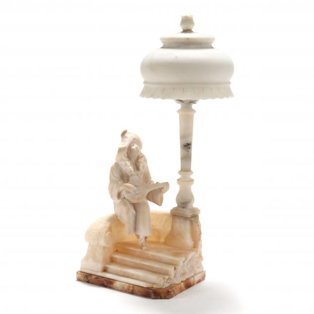 FIGURAL CARVED ALABASTER TABLE LAMP