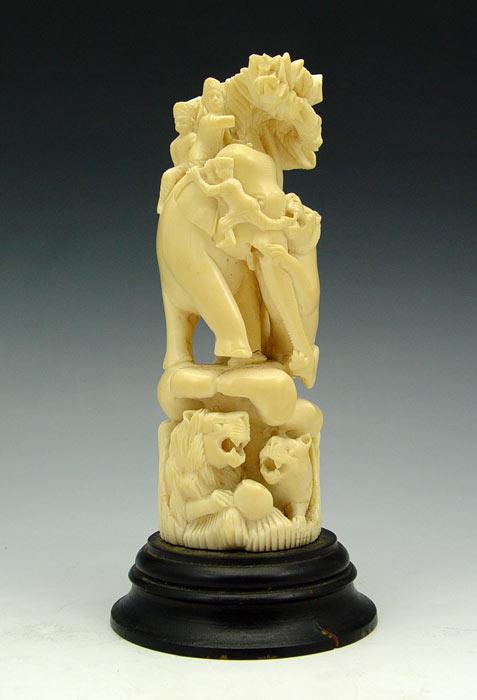 FIGURAL CARVED IVORY ELEPHANT &