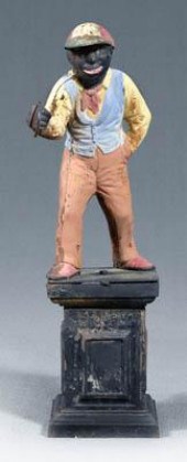 Figural cast iron lawn jockey,