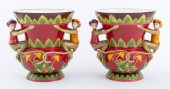 FIGURAL CERAMIC MONKEY VASES,