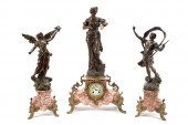 FIGURAL CLOCK GARNITURE SET WI
