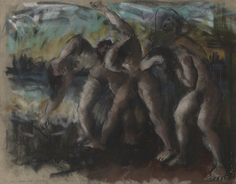 Figural composition pastel and
