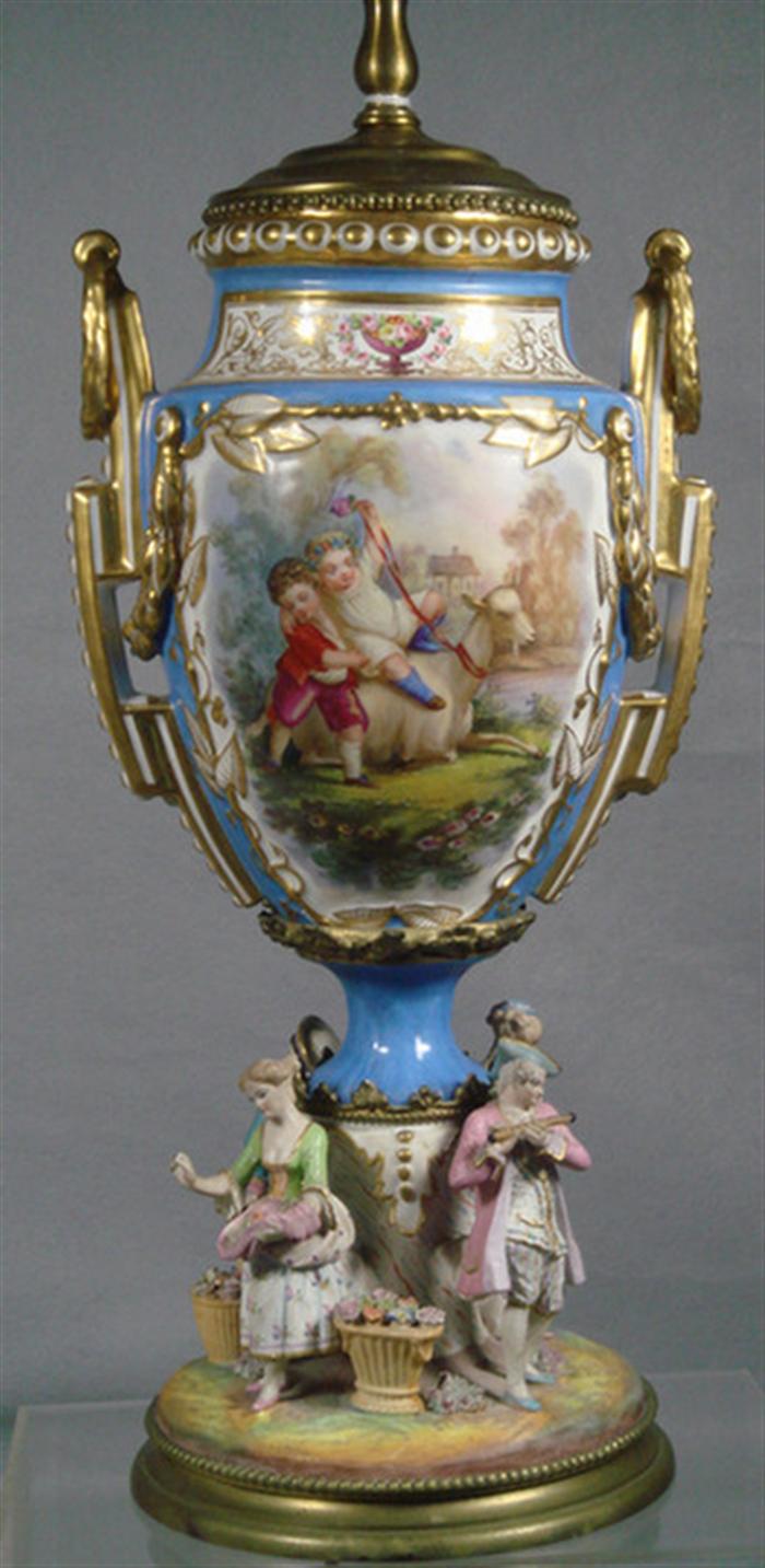 Figural Dresden porcelain lamp, 2