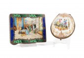 FIGURAL ENAMEL BOX AND MEISSEN