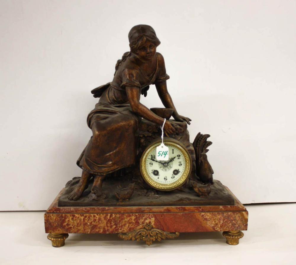 FIGURAL FRENCH MANTEL CLOCK,
