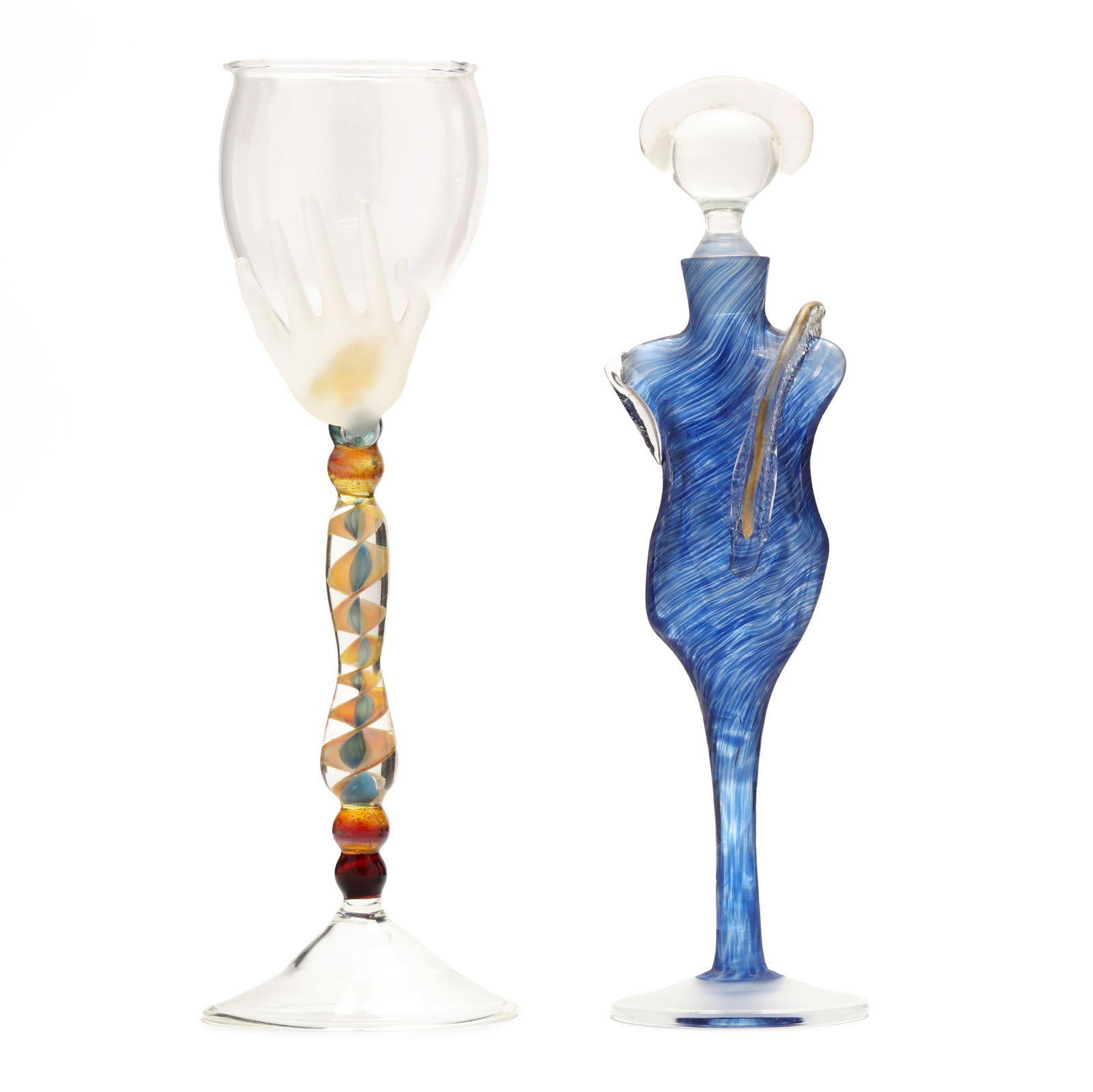 FIGURAL GLASS GOBLET AND PERFUME