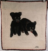 FIGURAL HOOKED RUG - Two Black