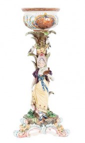 FIGURAL MAJOLICA CENTER COMPOT