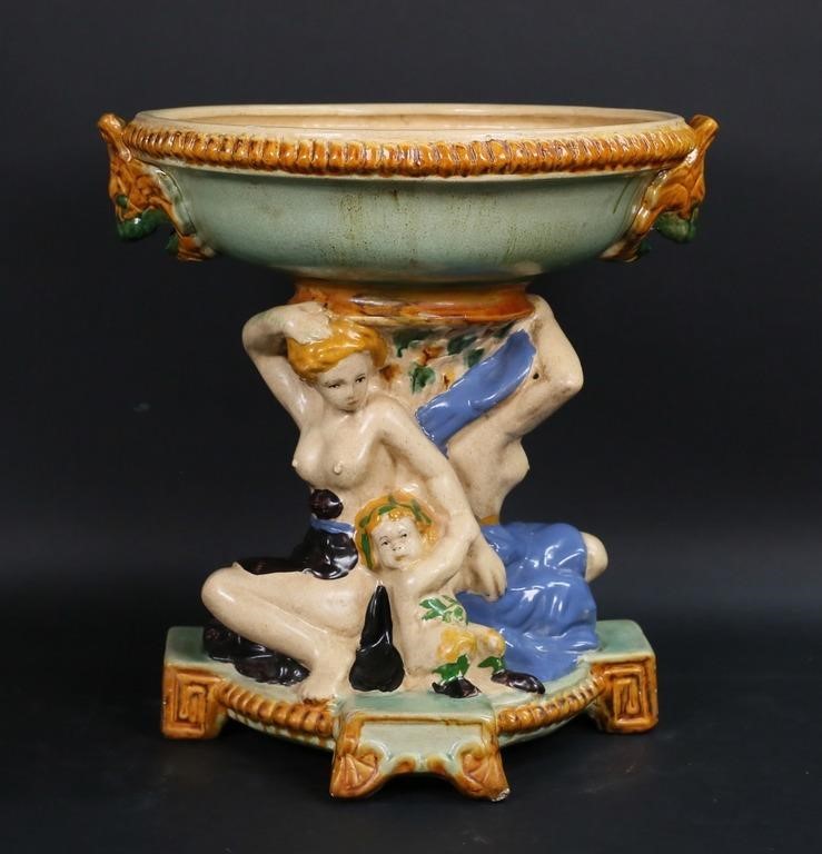 FIGURAL MAJOLICA CENTERPIECEFigural