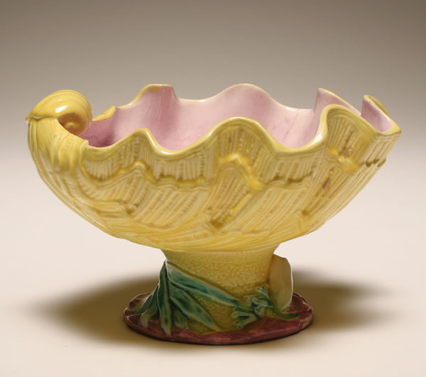Figural majolica oyster shell