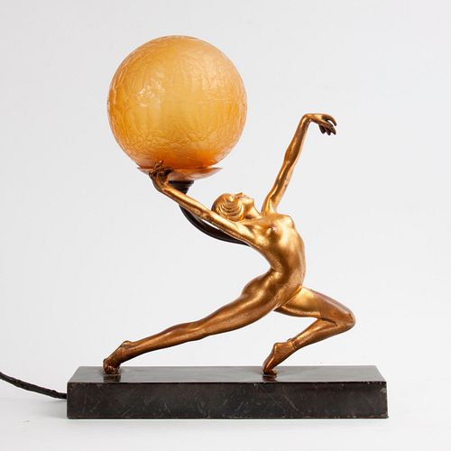 FIGURAL NUDE ART DECO LAMP WITH