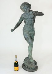FIGURAL NUDE BRONZE FIFE MUSIC