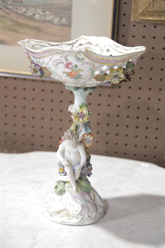 FIGURAL PORCELAIN COMPOTE. Marked