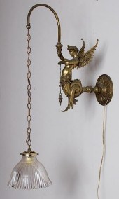 FIGURAL SCONCE W/ GLASS SHADEB