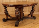 FIGURAL VICTORIAN WALNUT DININ