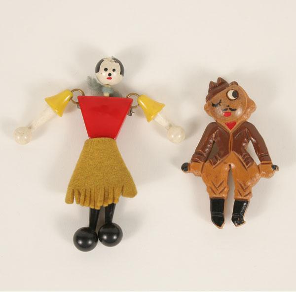 Figure Pins Bakelite Lady Carved
