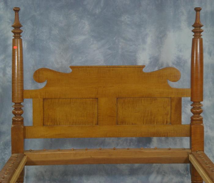 Figured maple four post bed, with