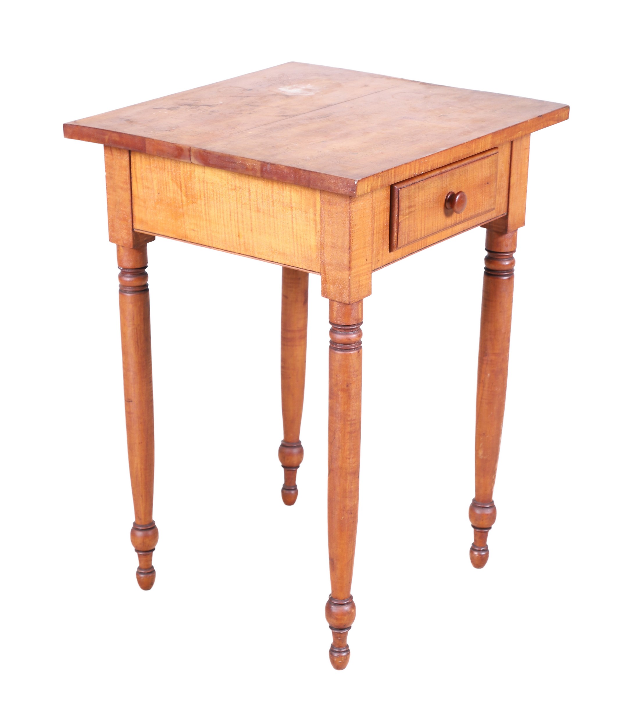 Figured maple Sheraton one drawer