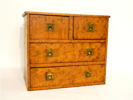 Figured maple small chest  two