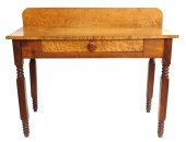 FIGURED MAPLE TABLE WITH BACKS