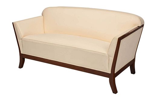 FIGURED WALNUT WHITE UPHOLSTERED