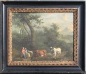 FIGURES AND COWS IN A LANDSCAP