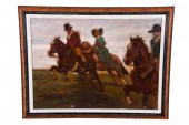 FIGURES ON HORSESoil on canvas