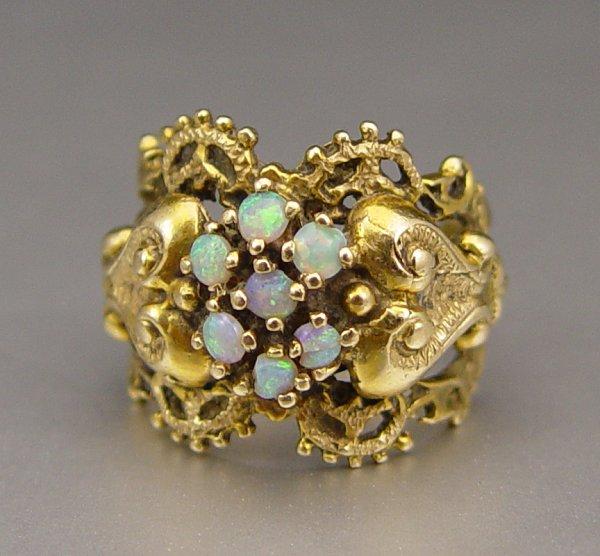 FILIGREE 14K OPAL RING: Ornate