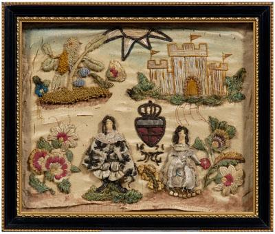 Fine 1671 betrothal needlework, man