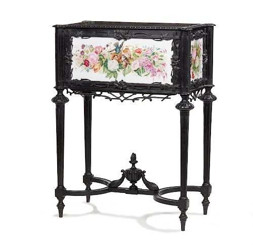 FINE 19TH CENTURY EBONIZED AND TILE