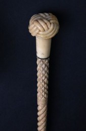 FINE ANTIQUE WHALE IVORY AND W