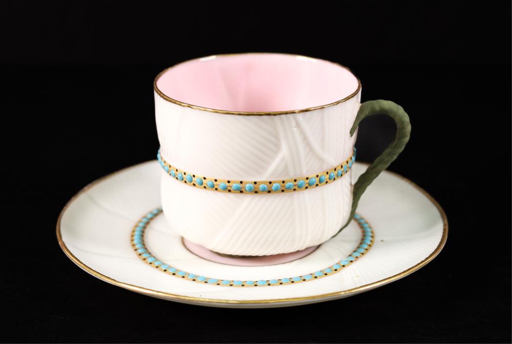 FINE BELLEEK PORCELAIN ENAMELED TEA